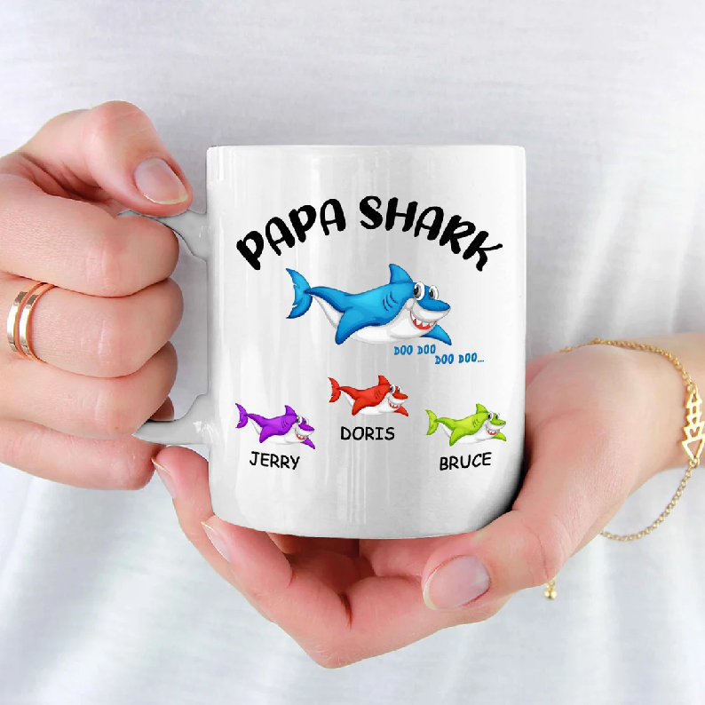 Personalized Papa Shark Doo Doo Mug Personalized Mug For Dad With Kids Name Fathers Day Gift Gift For Dad